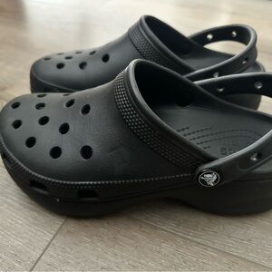 Platform Black Crocs with Strap
